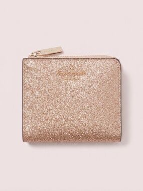 kate spade Rose Gold Glitter Zip Around Wallet